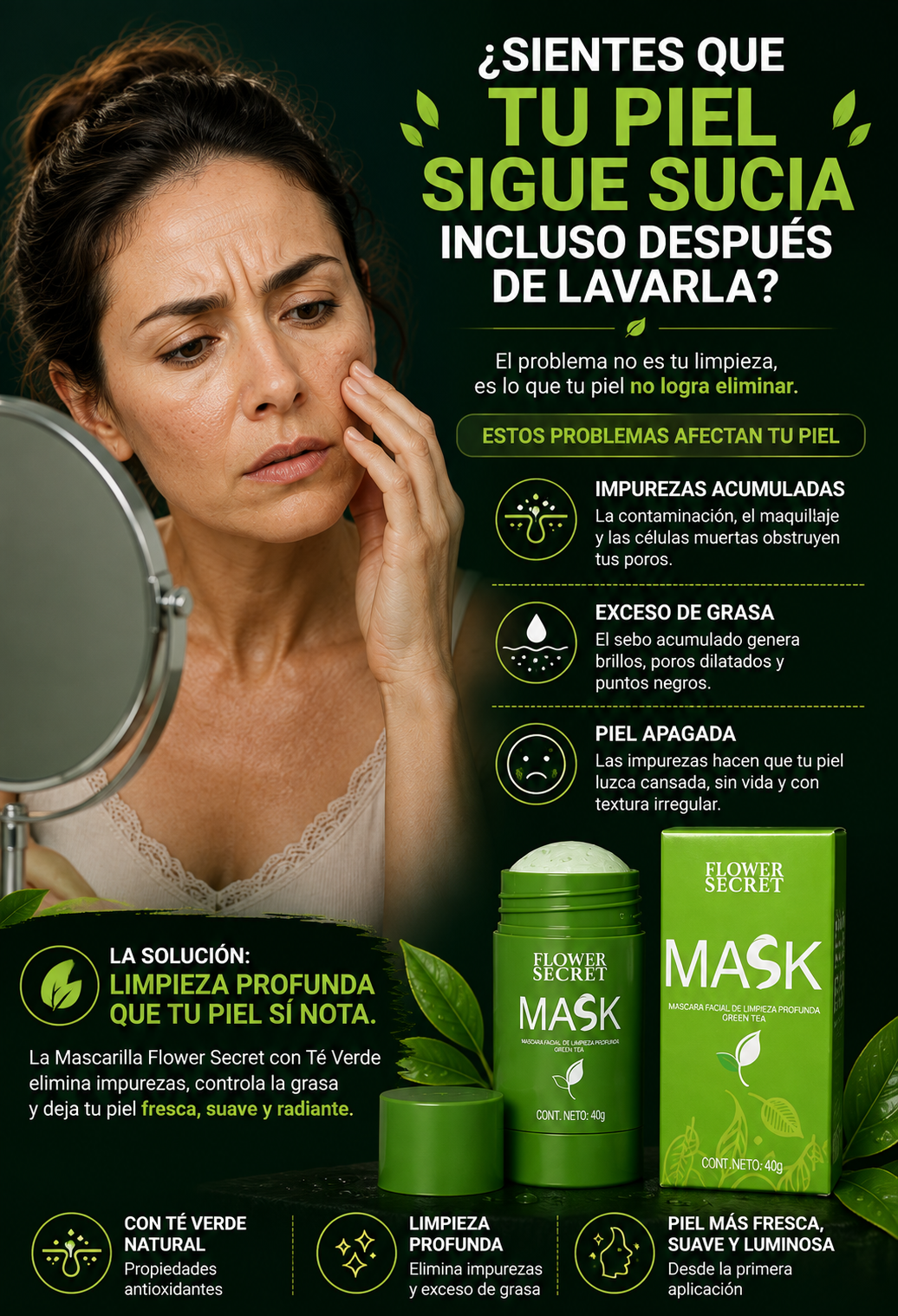 Mascarilla Natural Limpiadora te verde