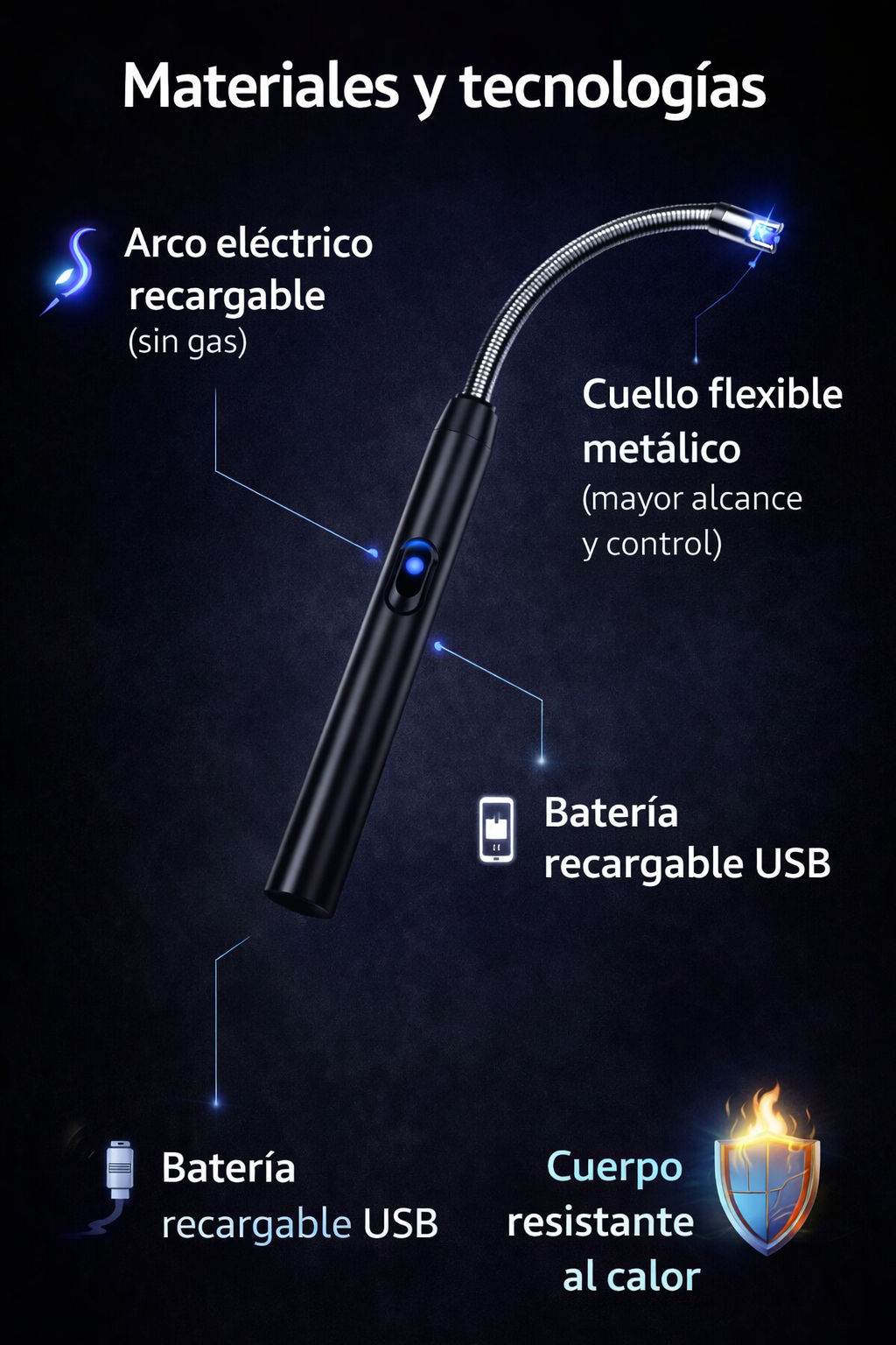 CHISPERO RECARGABLE CON USB