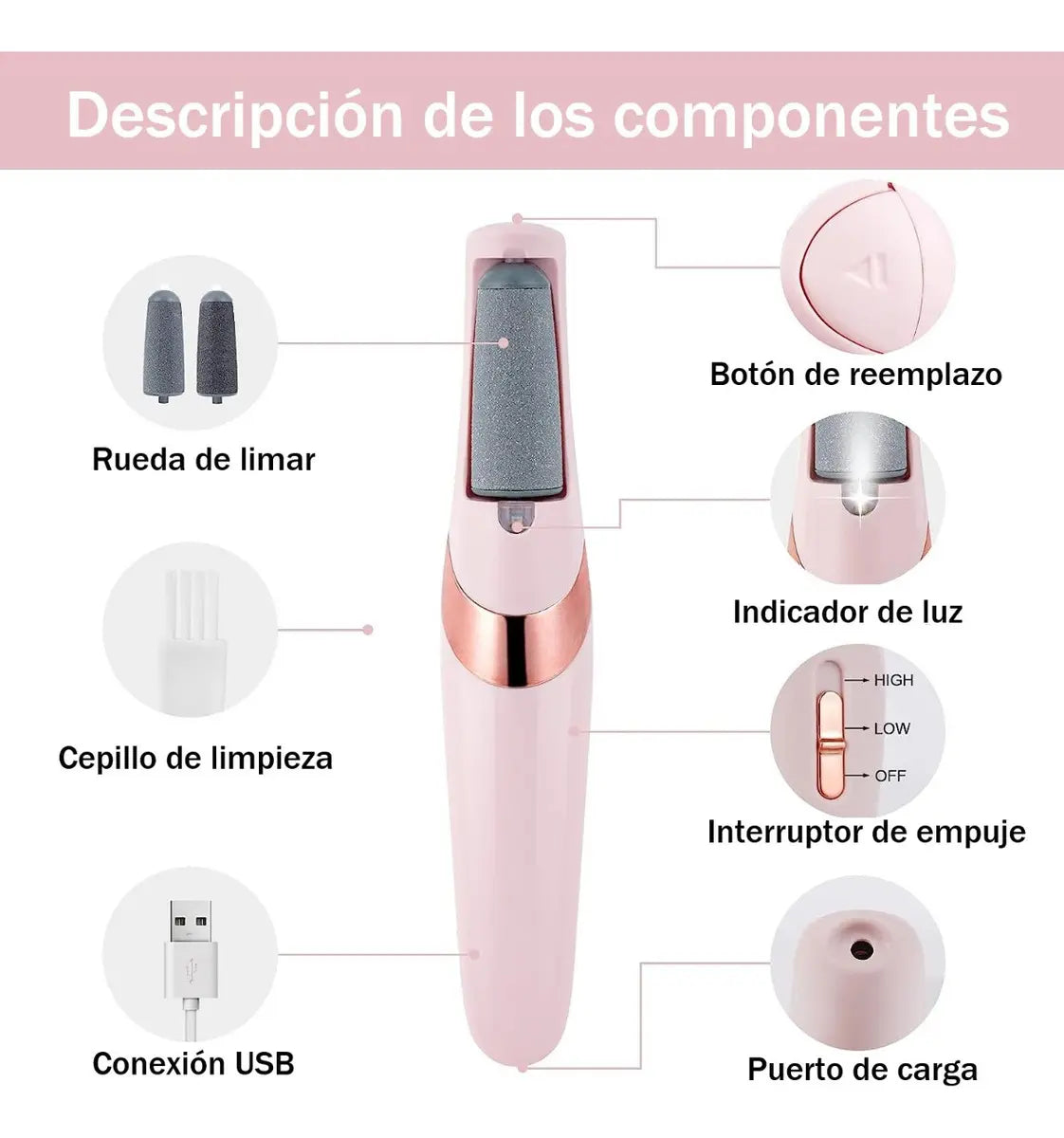 Lima Pulidor Recargable Para Pies